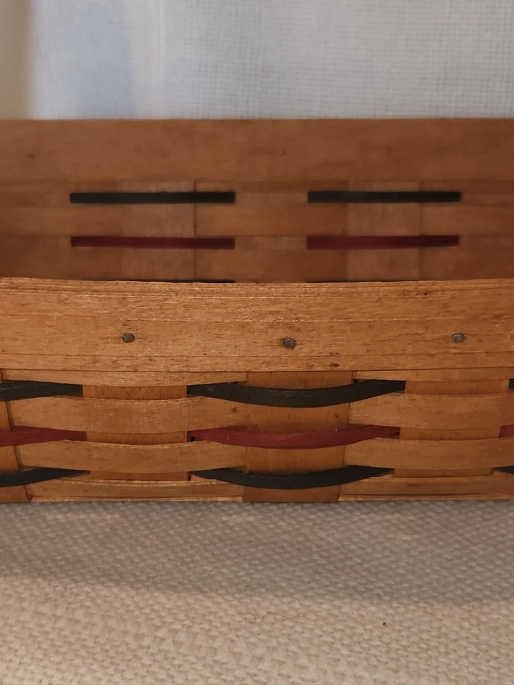 Vintage Longaberger Bread Basket with Black and Red Accents